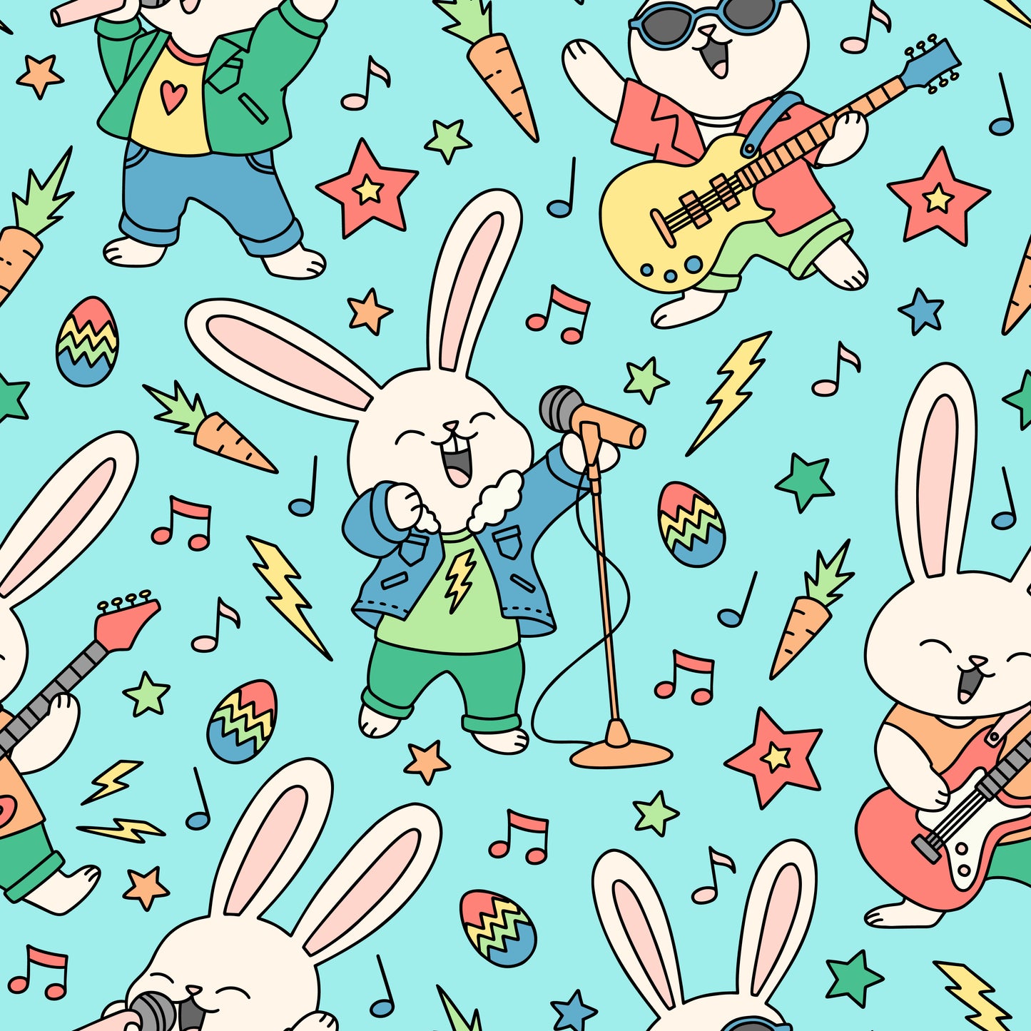Kawaii Rock'n'Roll Hasen blau