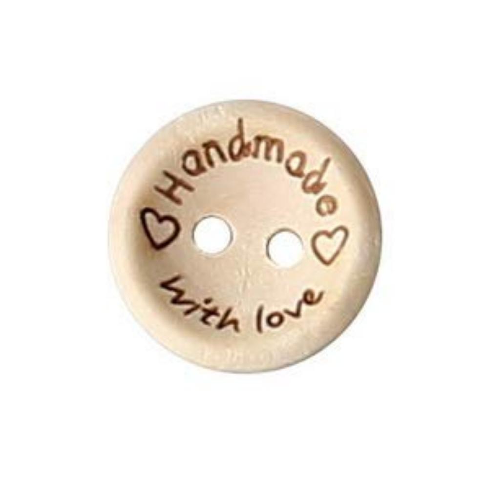 Holzknopf Handmade with Love 15mm