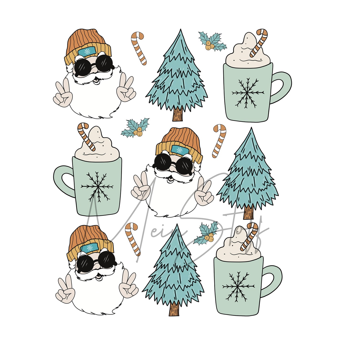 Weihnachtsminis Bügelbild blau