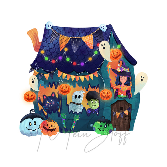 Bügelbild Halloweenhaus