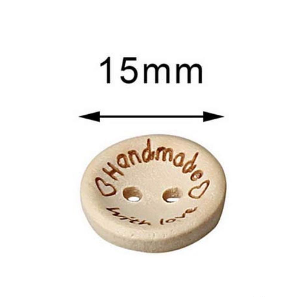 Holzknopf Handmade with Love 15mm