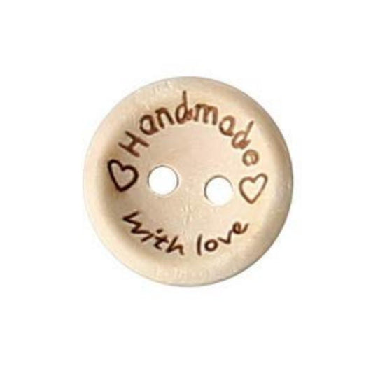 Holzknopf Handmade with Love 15mm