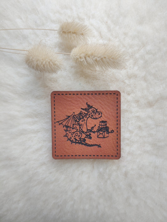 Kunstlederlabel Drachenkinder feiern Weihnachten