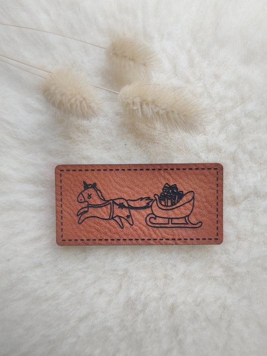 Kunstlederlabel Einhorn zu Weihnachten