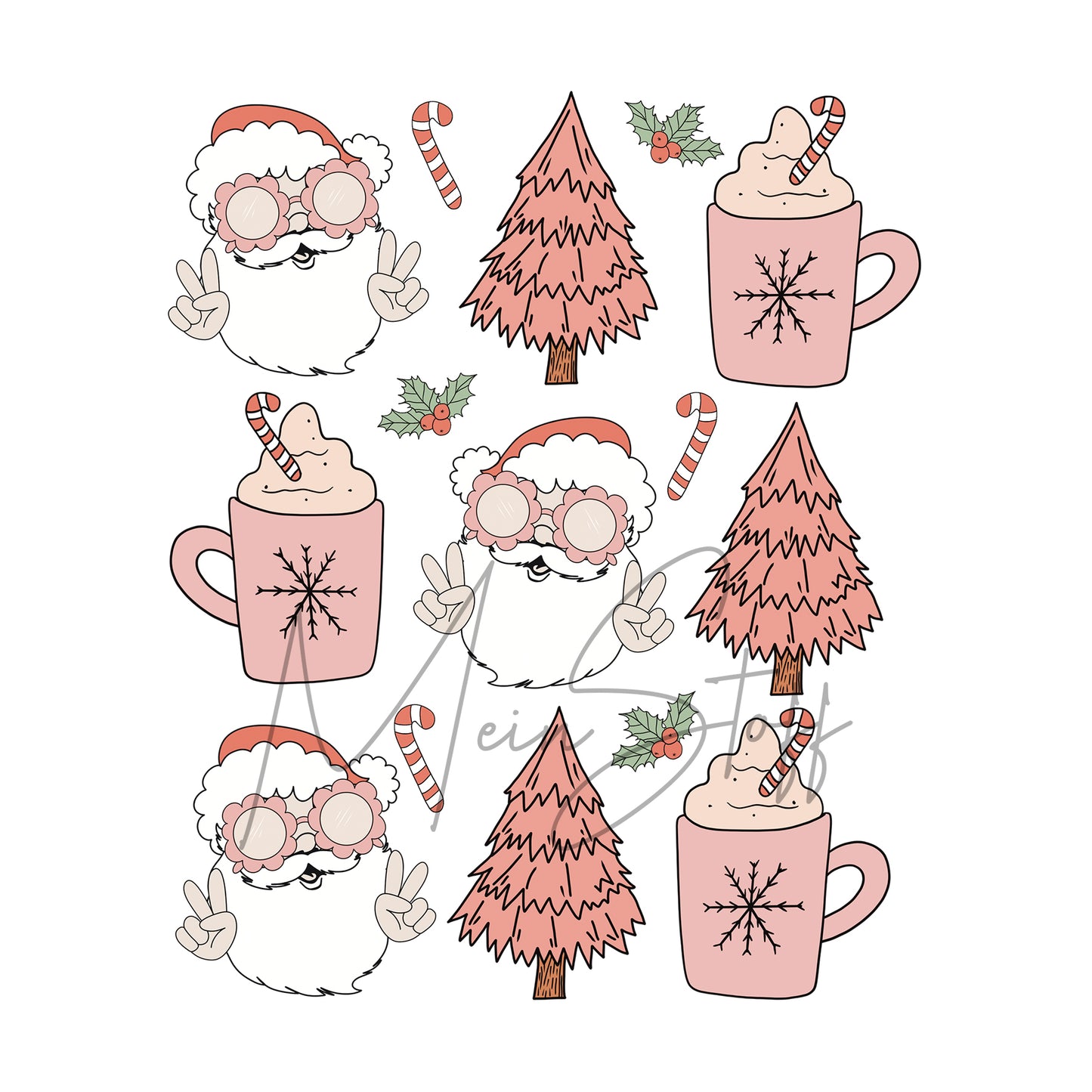 Weihnachtsminis Bügelbild rosa